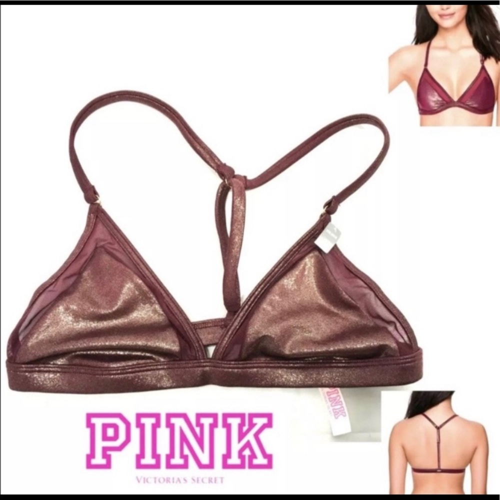 PINK Victoria Secret Mesh Burgundy Racerback Bra